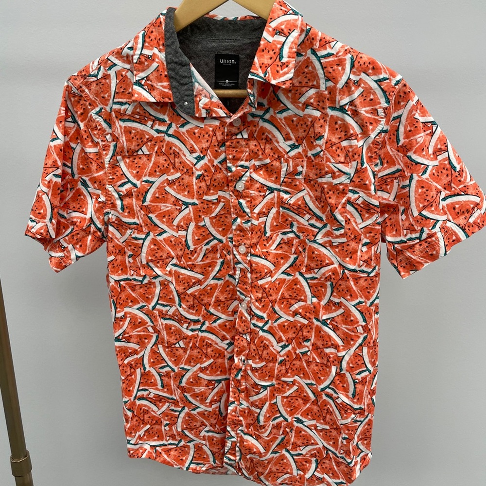 Watermelon short sleeve button down